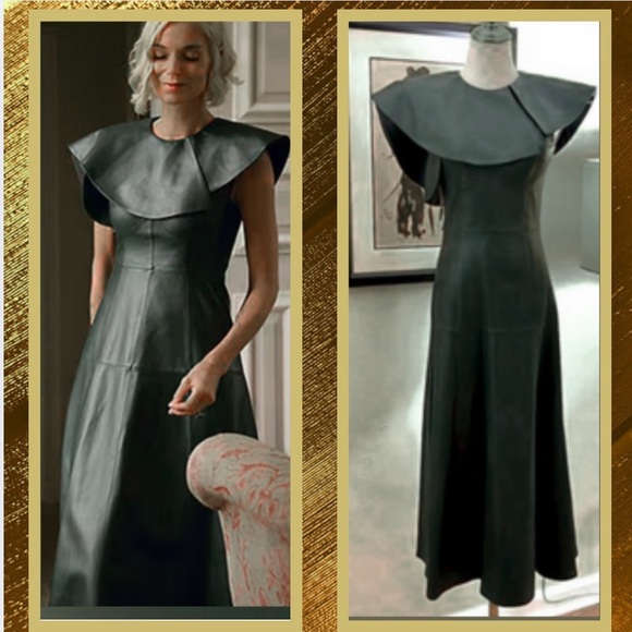 NWT,STATEMENT PIECE,Jennifer Sumko Emi Leather Dress,Rich Green,(MSRP$459),Size0 - Picture 4 of 11